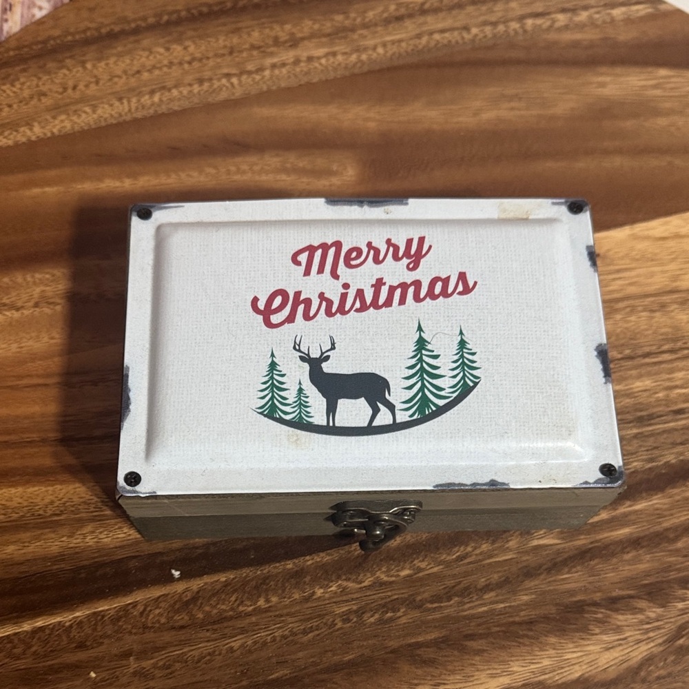 Merry Christmas Decorative Box - White and Green